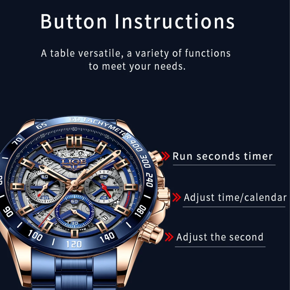 LIGE Chronograph Steel Collection