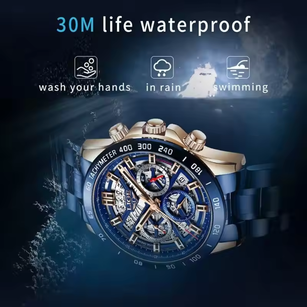 LIGE Chronograph Steel Collection